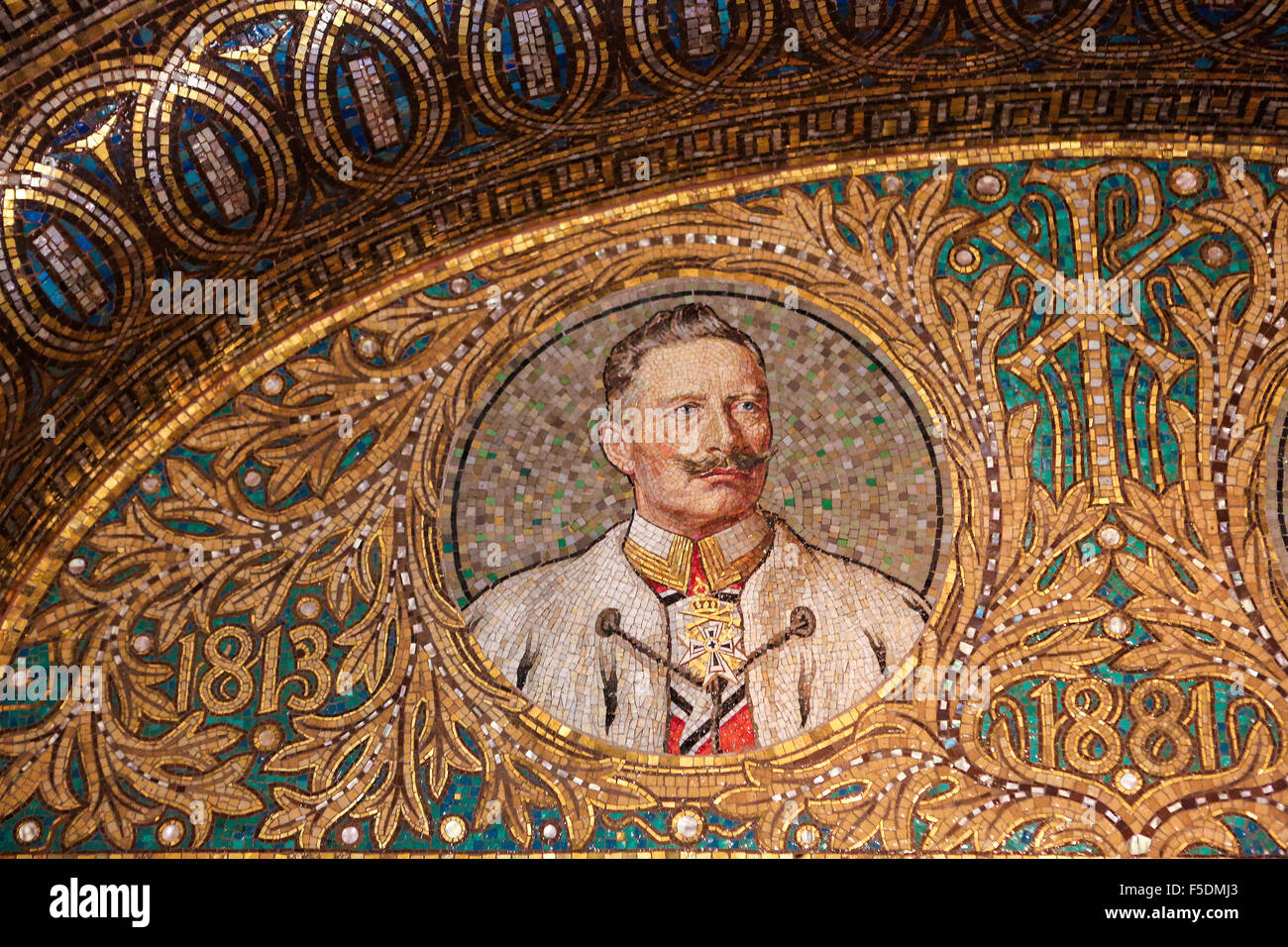 GEROLSTEIN, Deutschland - 10. Oktober 2015: Mosaik von Kaiser Wilhelm II., der letzte deutsche Kaiser und König von Preußen von 1888 bis 19 Stockfoto