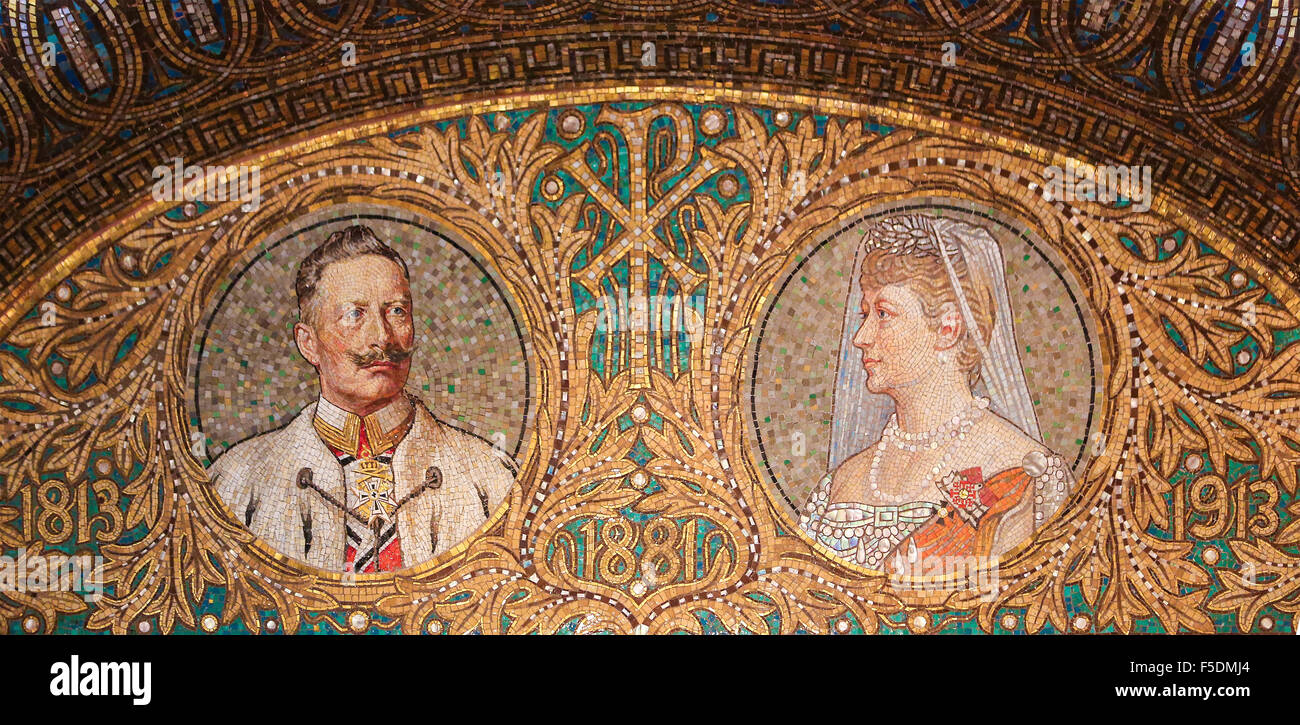 GEROLSTEIN, Deutschland - 10. Oktober 2015: Mosaik von Kaiser Wilhelm II., der letzte deutsche Kaiser und König von Preußen von 1888 bis 19 Stockfoto