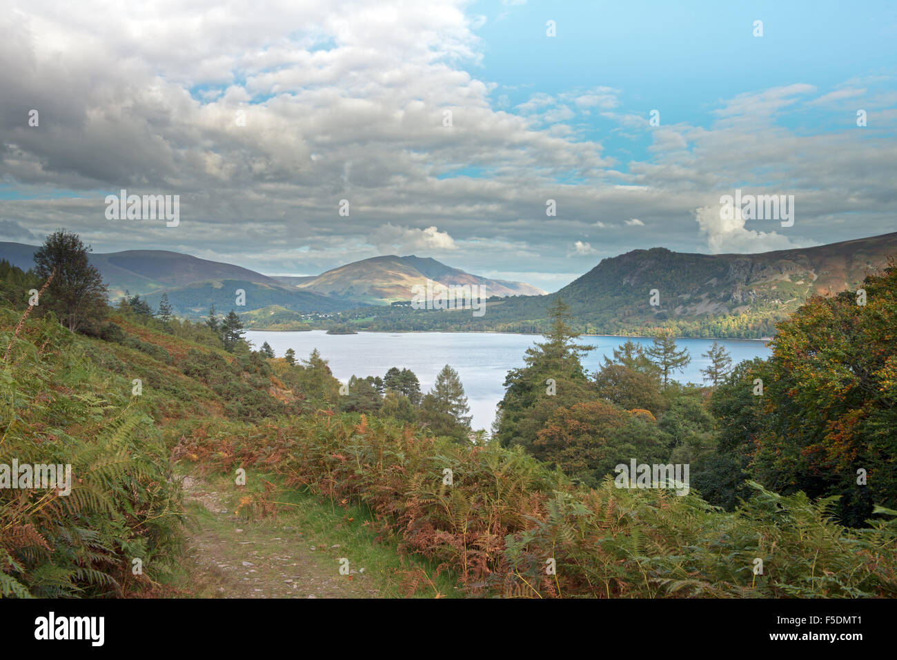 Derwent Water mit Blick auf Skiddaw und Blencathra, Nationalpark Lake District, Cumbria. England, Uk, Gb Stockfoto