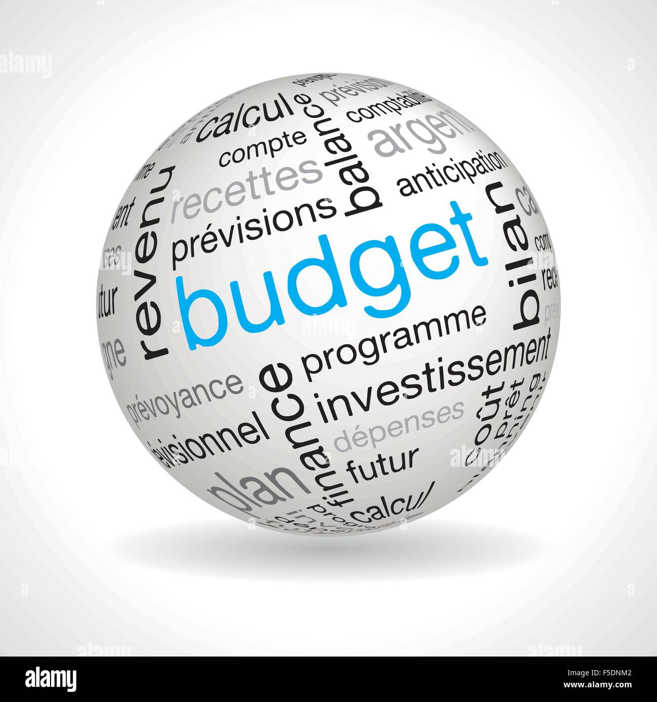 Französisch lernen-Thema-Kugel mit Keywords voll Vektor Stock Vektor