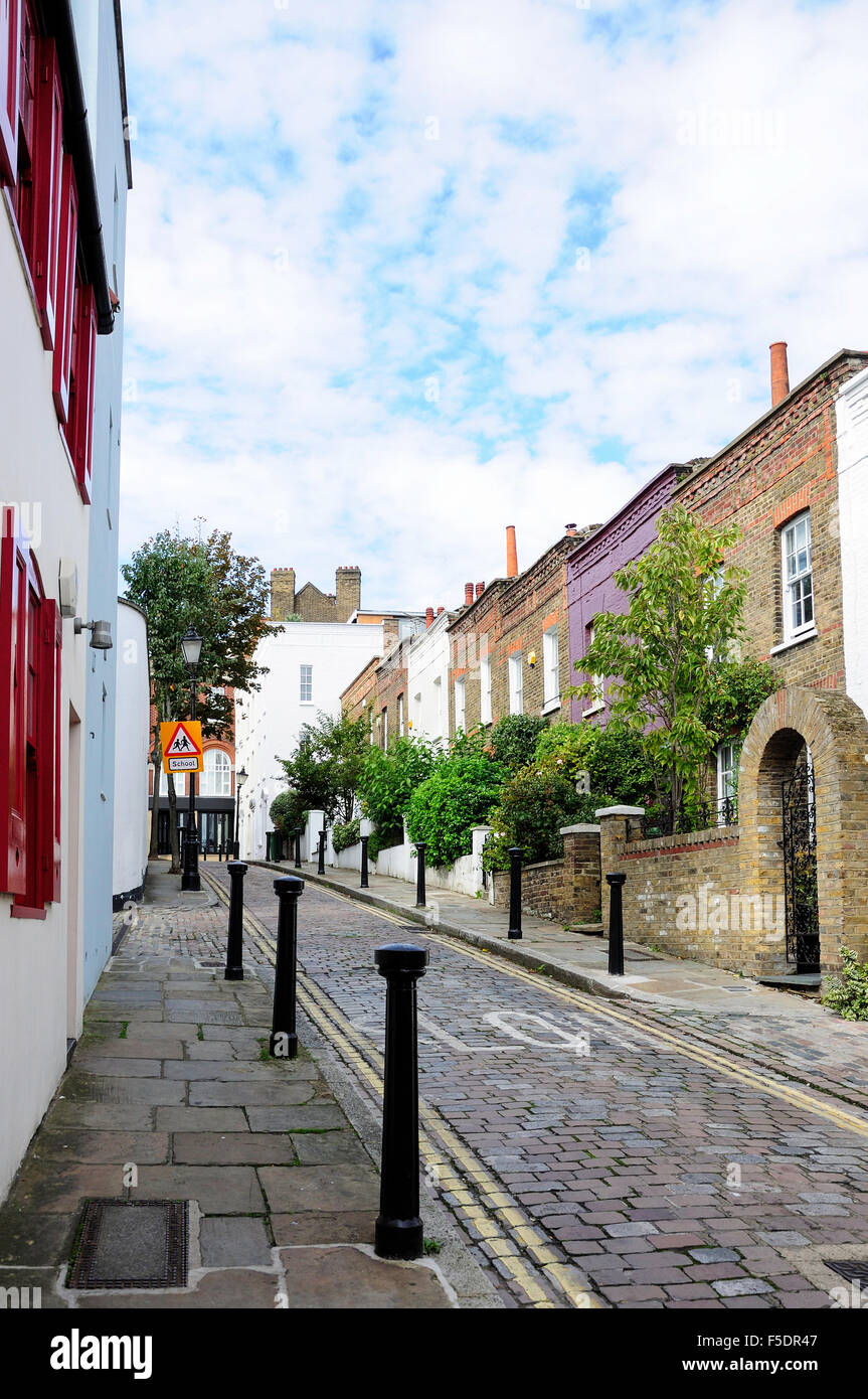 Reihenhäuser, Rückseite Lane, Hampstead, London Borough of Camden, London, England, Vereinigtes Königreich Stockfoto