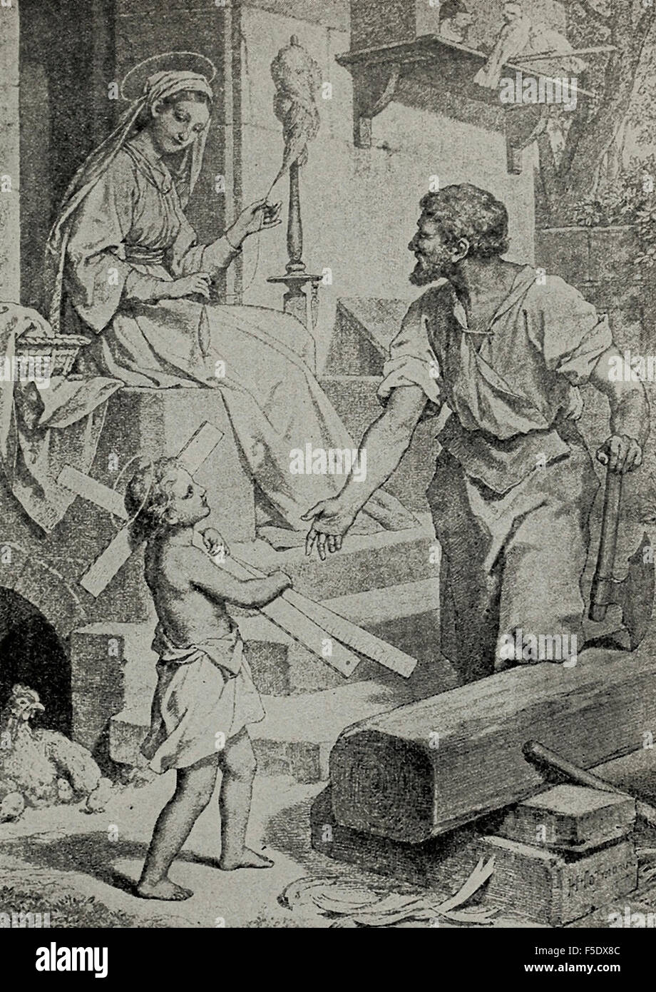 Die Kindheit von Jesus Christus mit St. Joseph und St. Maria Stockfoto