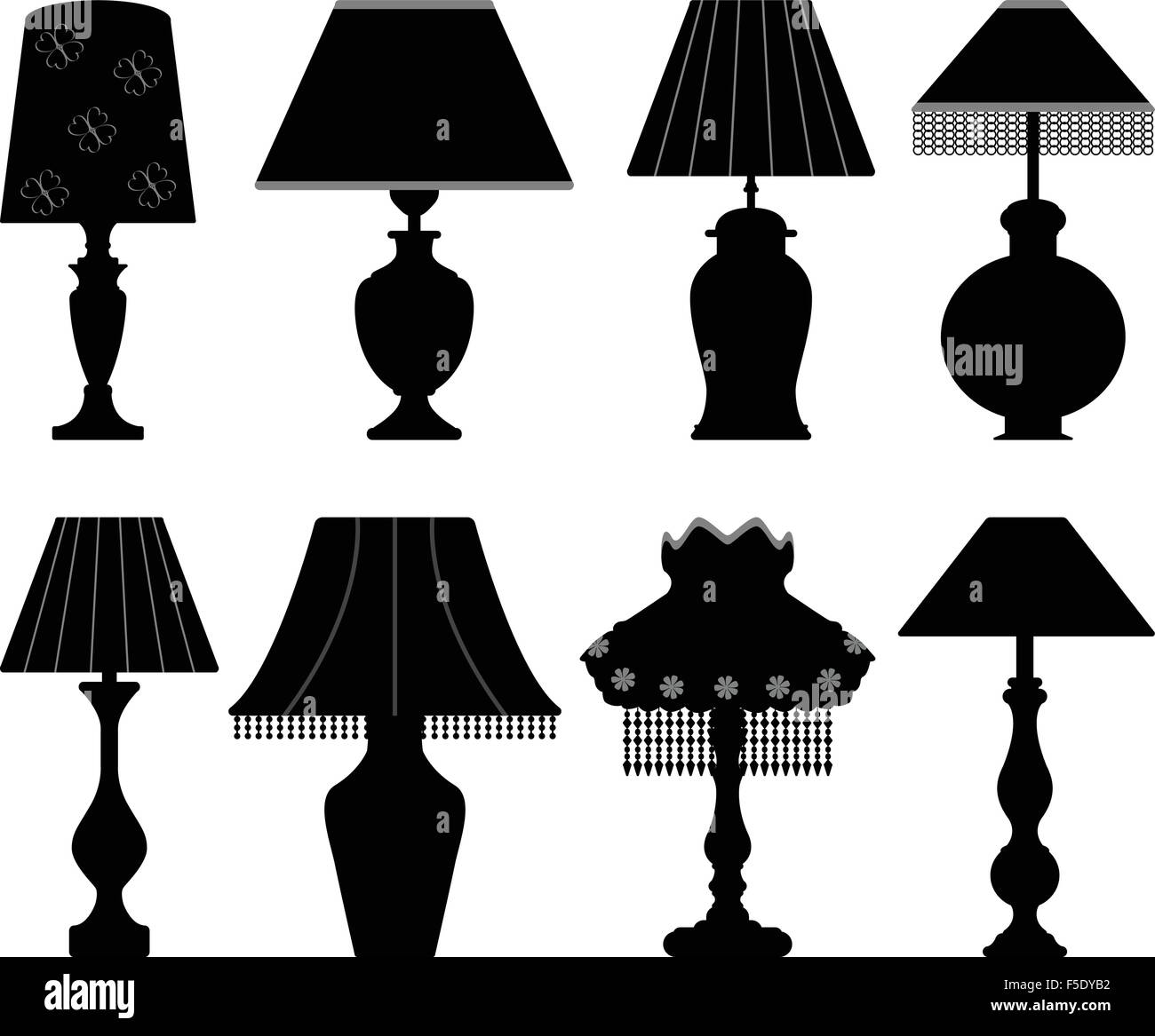 Tisch Lampe Licht schwarz Stock Vektor