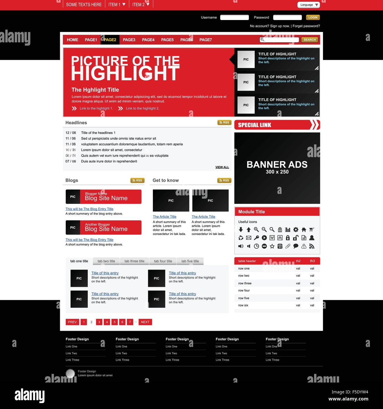 Web-Design-Website-Website-Vorlage und Elemente Icons Set Stock Vektor