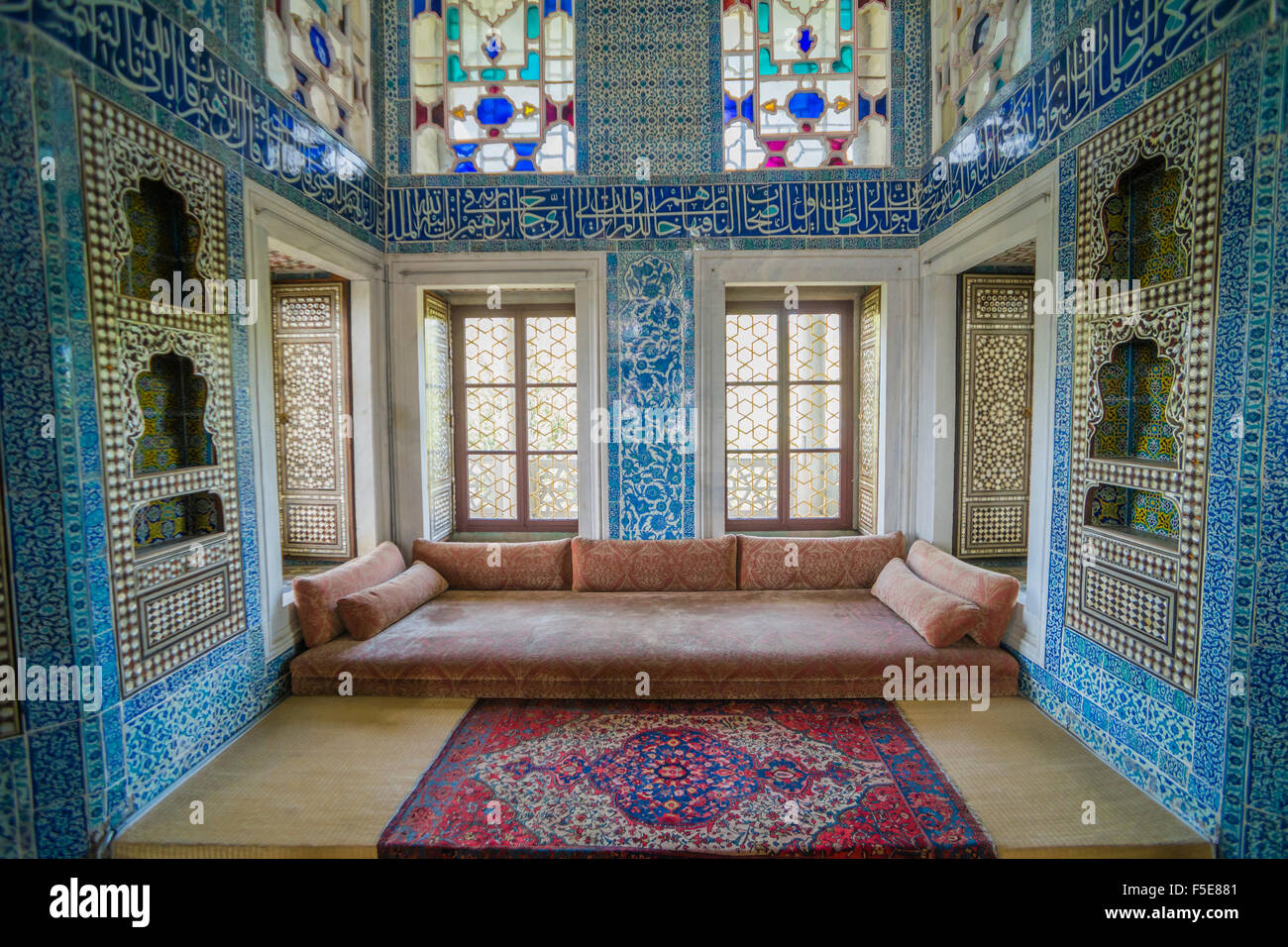 Sommerhaus Interieur im Topkapi-Palast, UNESCO-Weltkulturerbe, Istanbul, Türkei, Europa Stockfoto