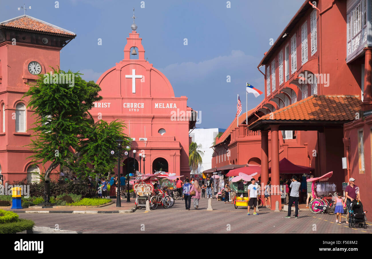 Christus-Kirche auf dem Stadtplatz, Melaka (Malacca), UNESCO-Weltkulturerbe, Malaysia, Südostasien, Asien Stockfoto