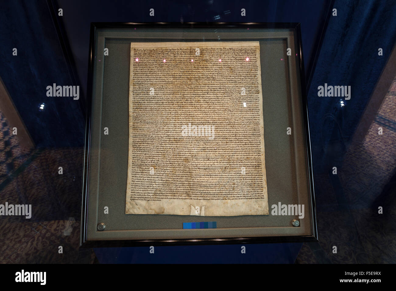 Magna Carta in Salisbury Kathedrale, Salisbury, Wiltshire, England, Vereinigtes Königreich, Europa Stockfoto