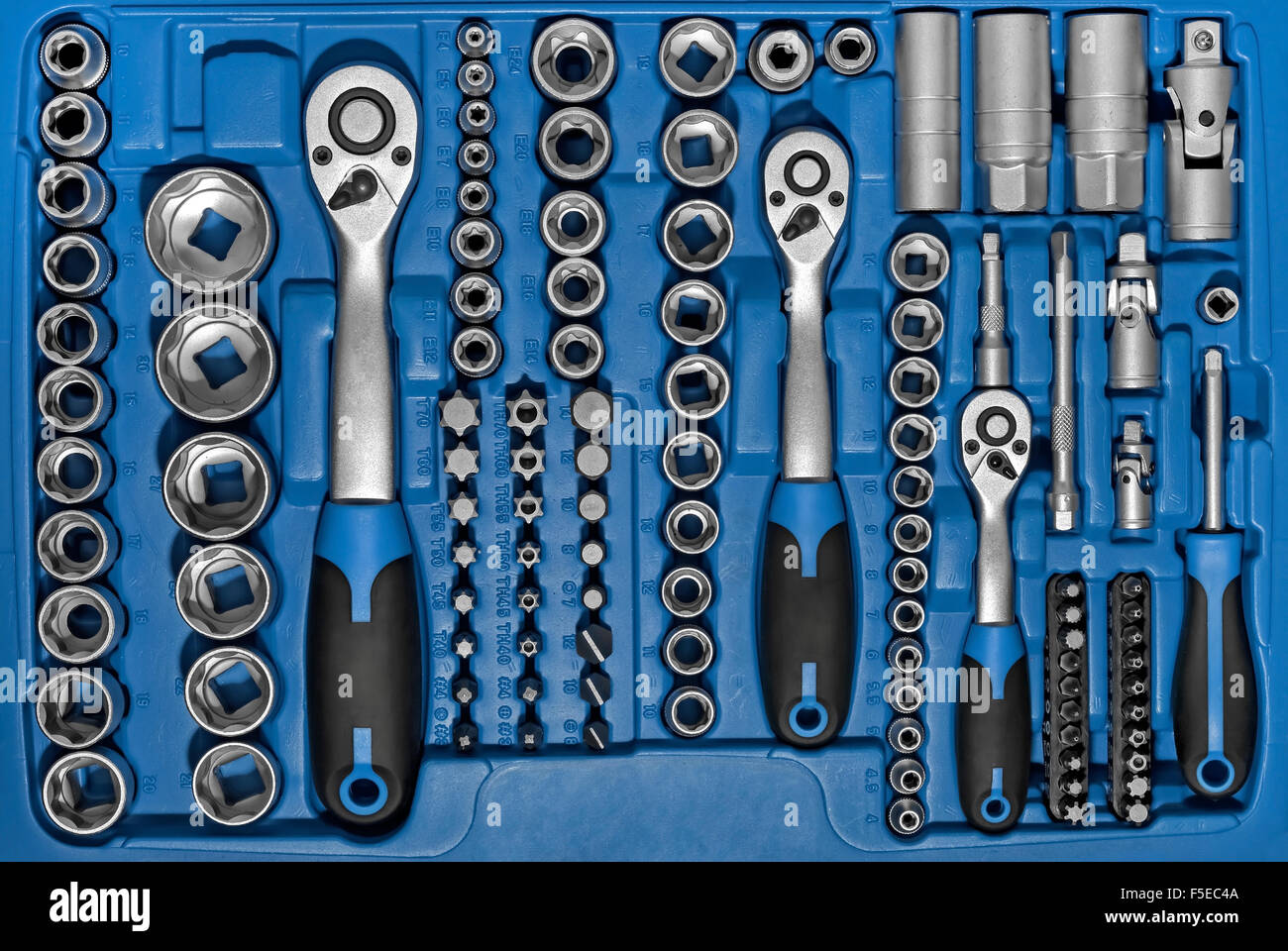 Tool-Box festlegen Closeup Hintergrund Stockfoto