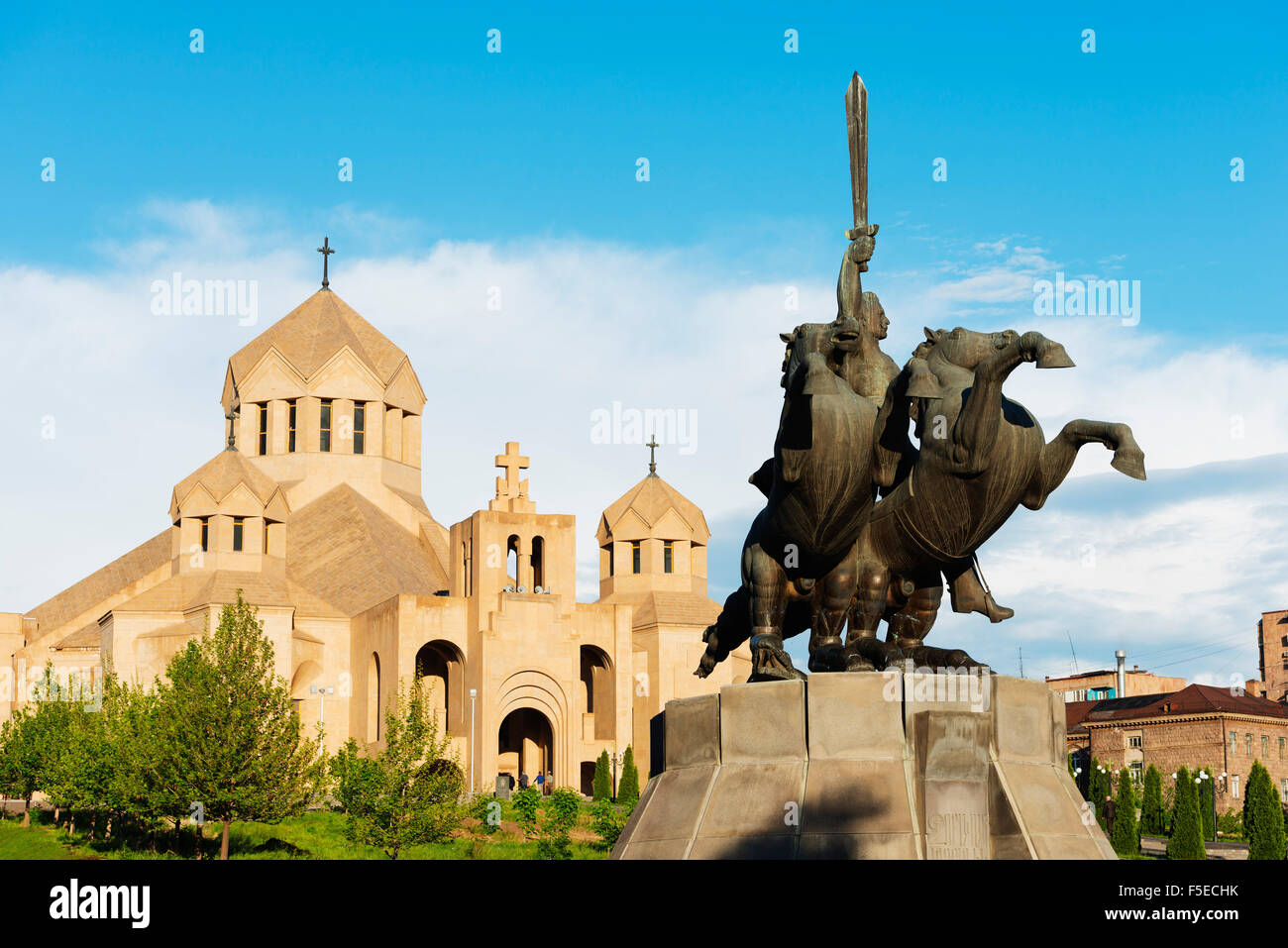 Statue von St. Grigor im St. Gregory die Belichtungseinheit Kathedrale, Yerevan, Armenien, Kaukasus, Zentralasien, Asien Stockfoto