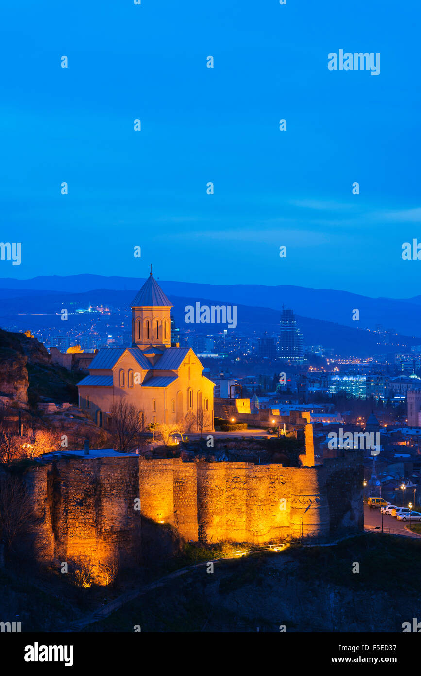 St.-Nikolaus-Kirche auf der Oberseite Narikala Festung, Tiflis, Georgien, Kaukasus, Zentralasien, Asien Stockfoto