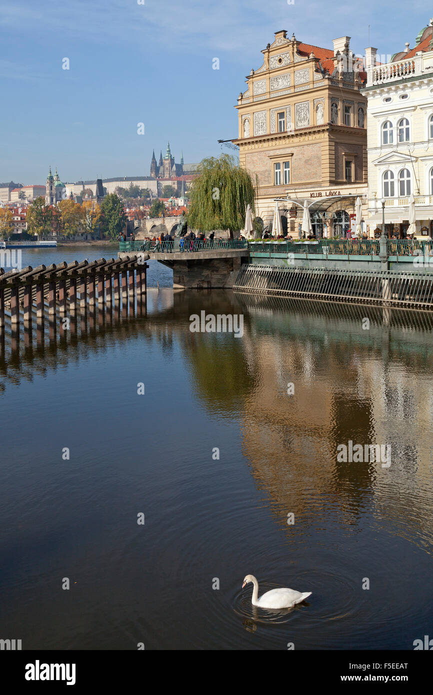 Prager Burg, Moldau, Bedrich Smetana Museum, Smetana, Prag, Tschechische Republik Stockfoto