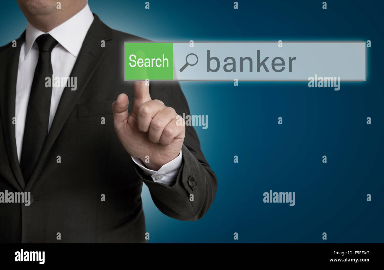 Banker-Browser wird von Geschäftsmann Konzept betrieben. Stockfoto