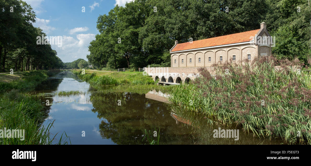 Landschaft-Kanal, Tilligte, Overijssel, Niederlande Stockfoto