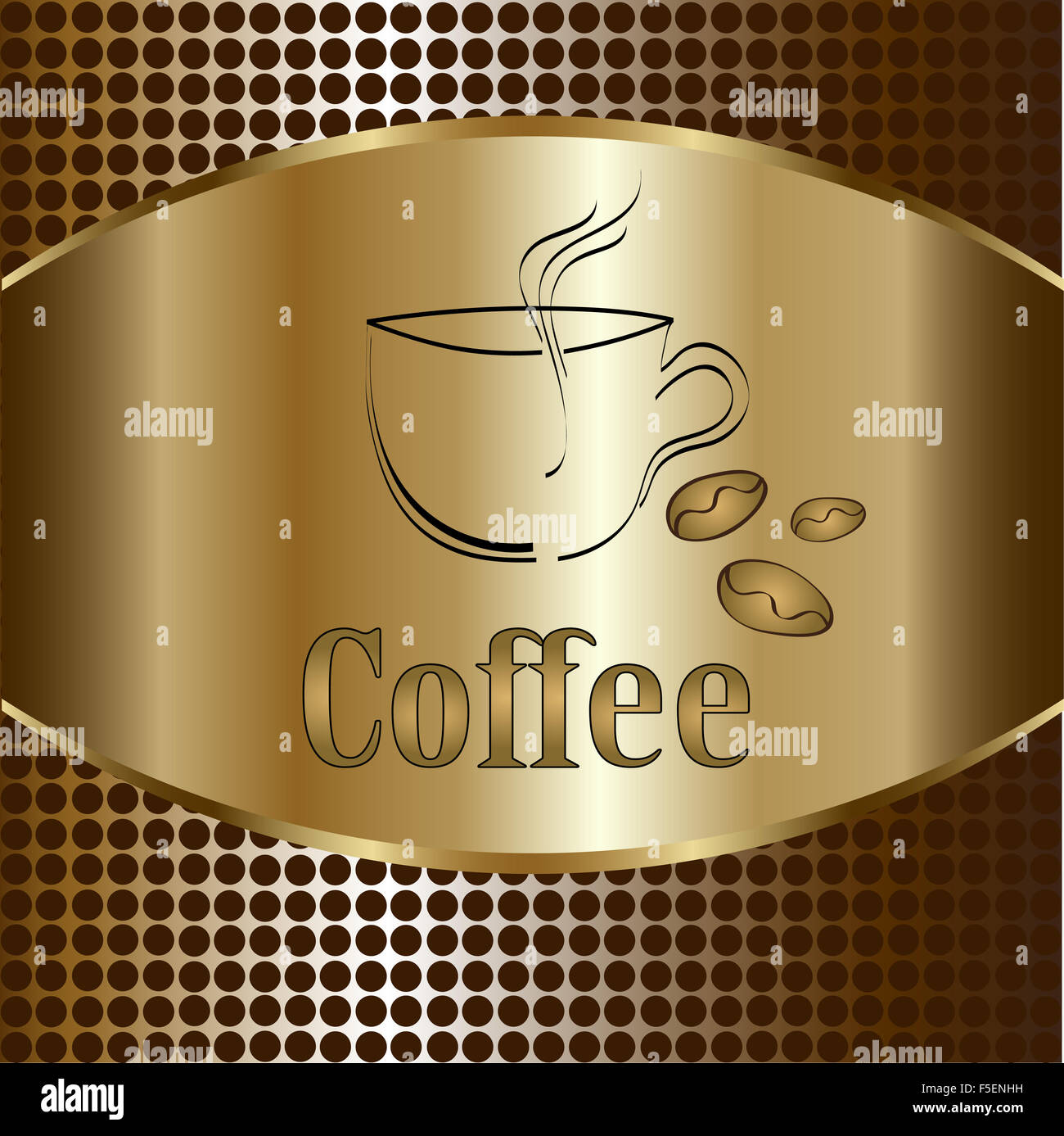 Kaffee Tasse Label Konzept Menü. Vektor Kaffee Hintergrund Stockfoto
