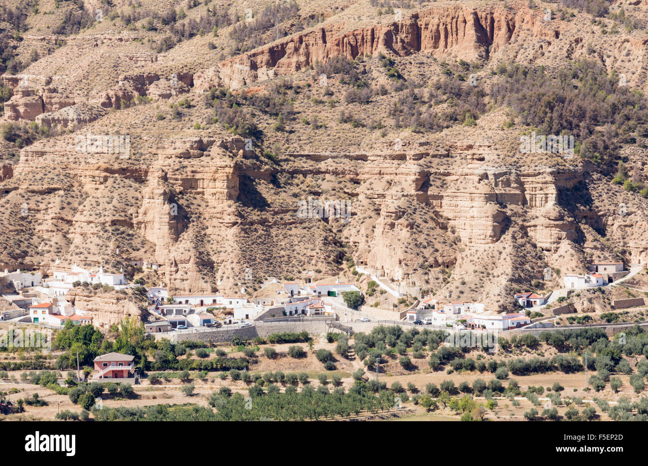 Los Banos Dorf in der Nähe von Guadix, Andalusien, Spanien Stockfoto