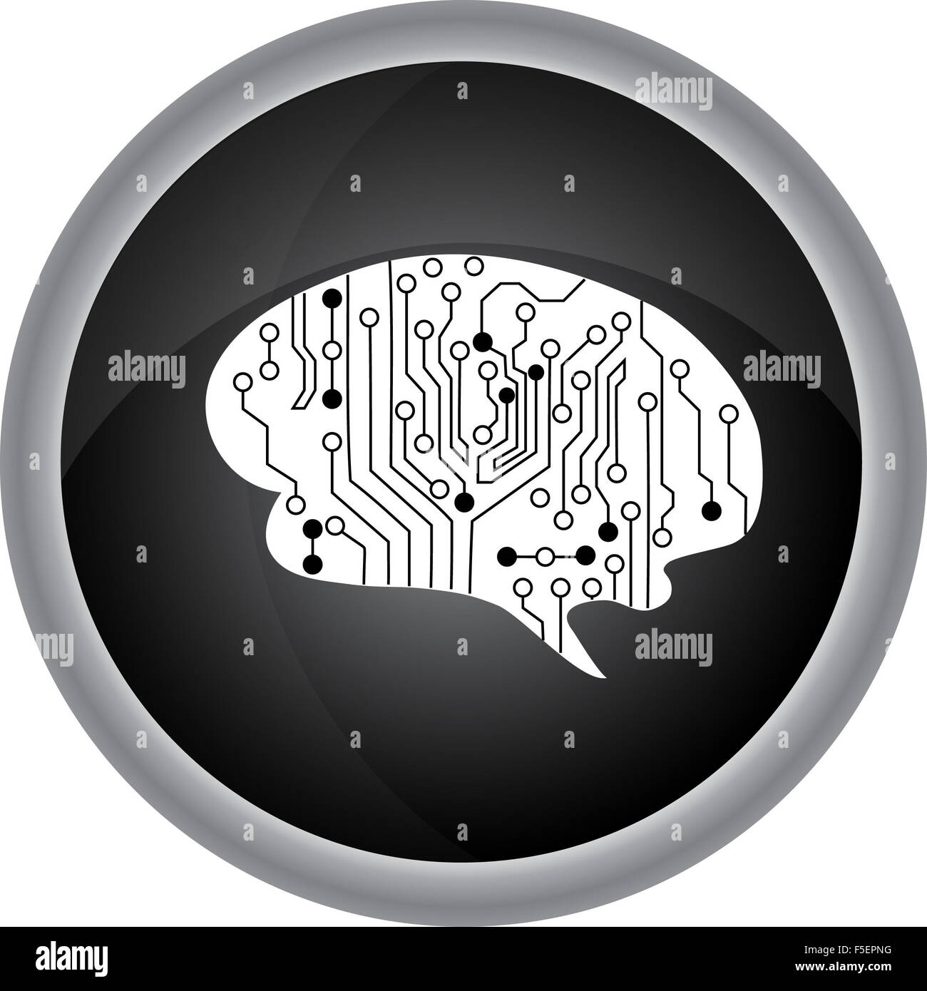 Vektorgrafik-Gliederung des menschlichen Gehirns auf weißem Hintergrund Stockfoto