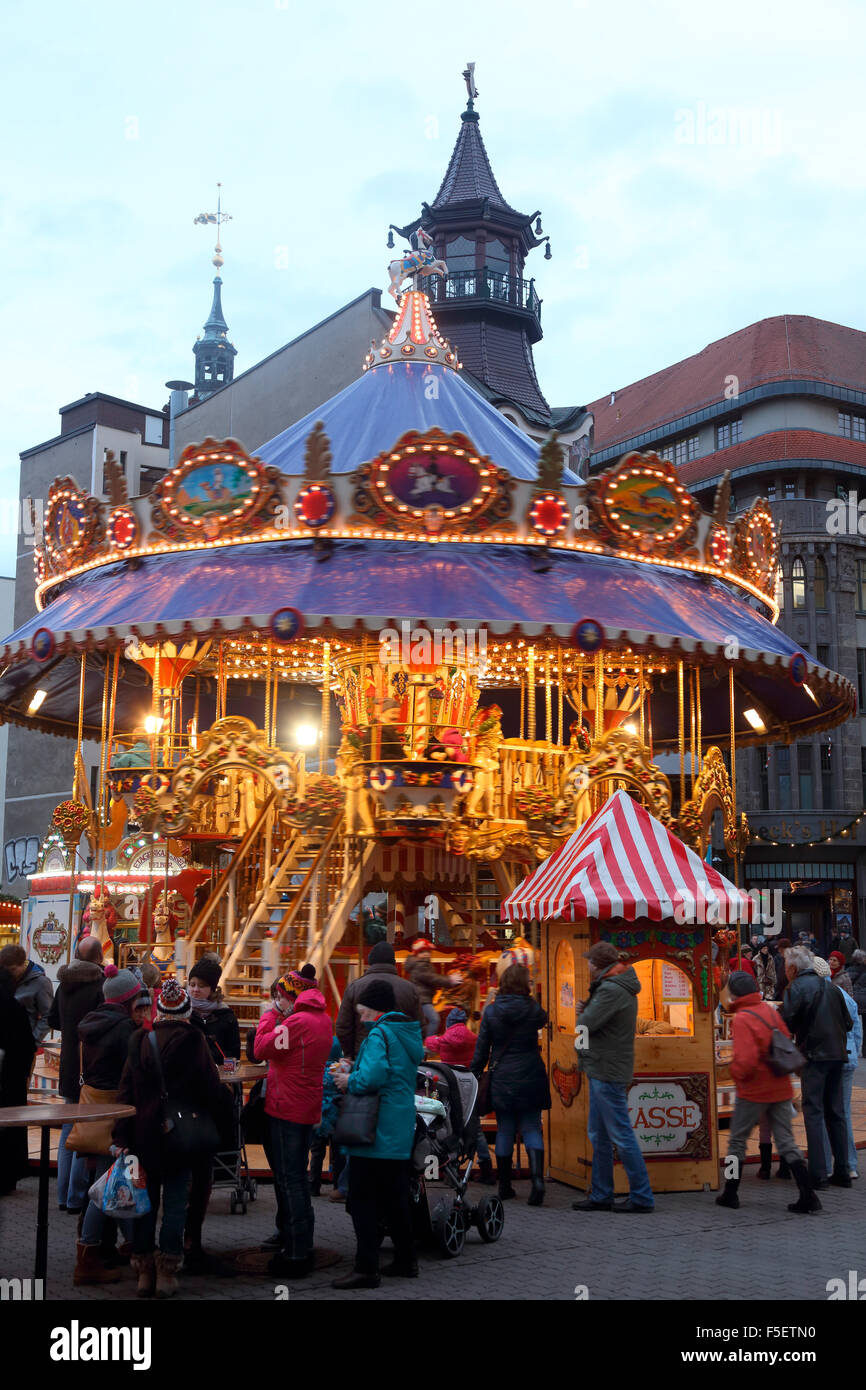 Europa Sachsen Leipzig Weihnachtszeit Karussell Stockfoto