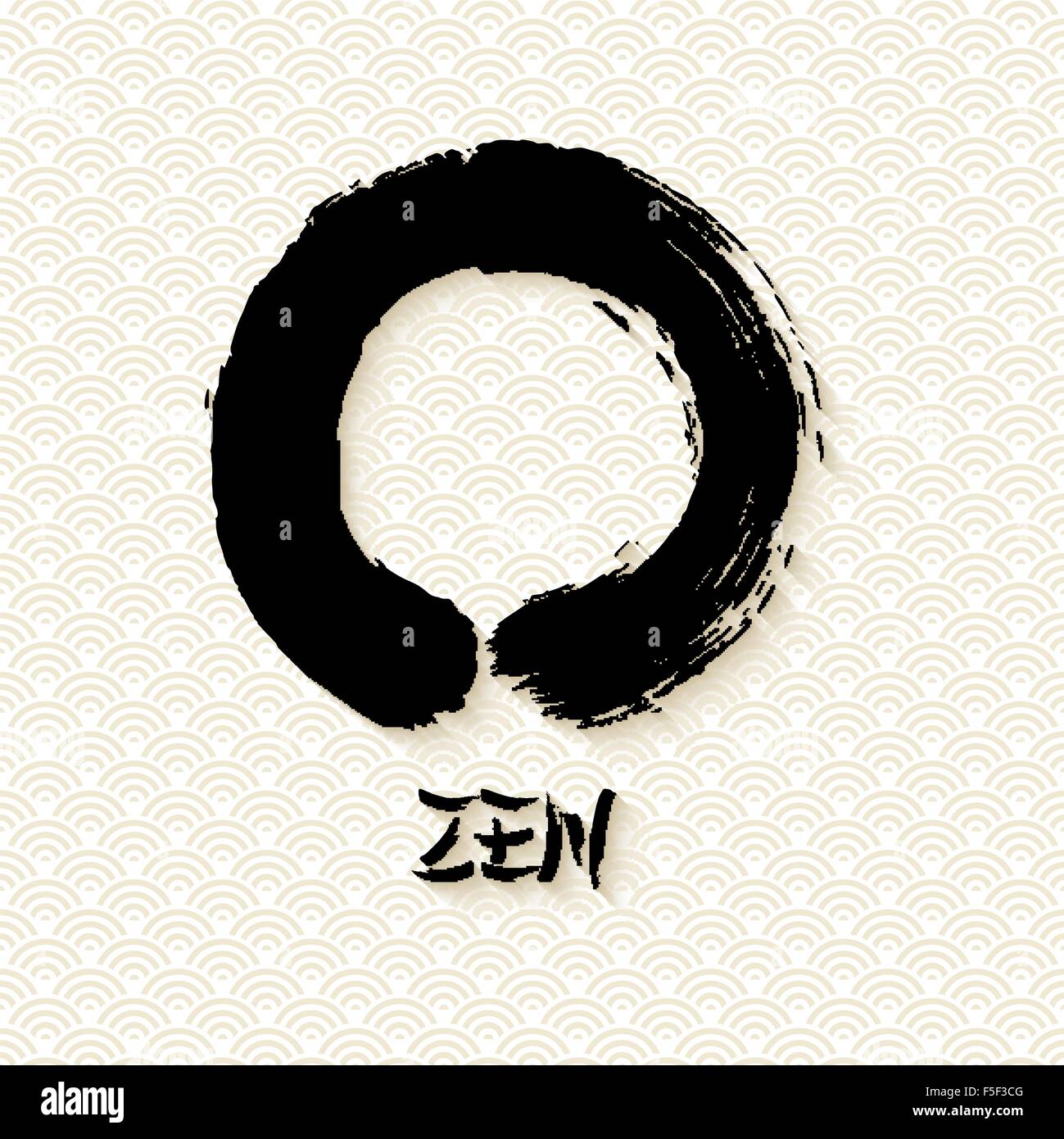 Enso Zen Kreis Abbildung in traditioneller Hand gezogen Pinsel Konturenstil. Meditation-Symbol des Buddhismus mit Kalligraphie. EPS10 Stock Vektor