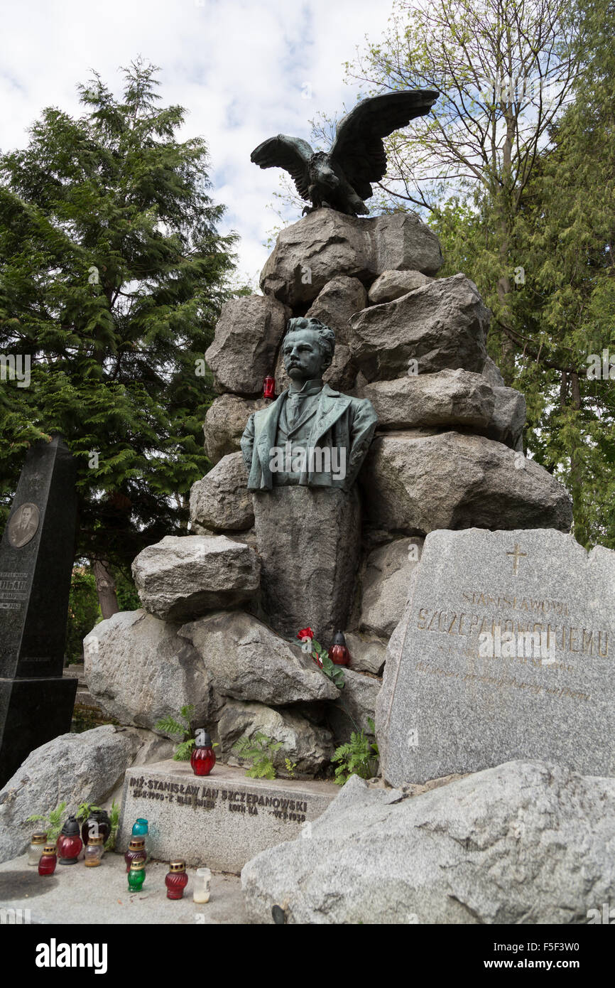 Lviv, Ukraine, Grab von Stanislaw Szczepankowski auf dem Lytschakiwski-Friedhof Stockfoto