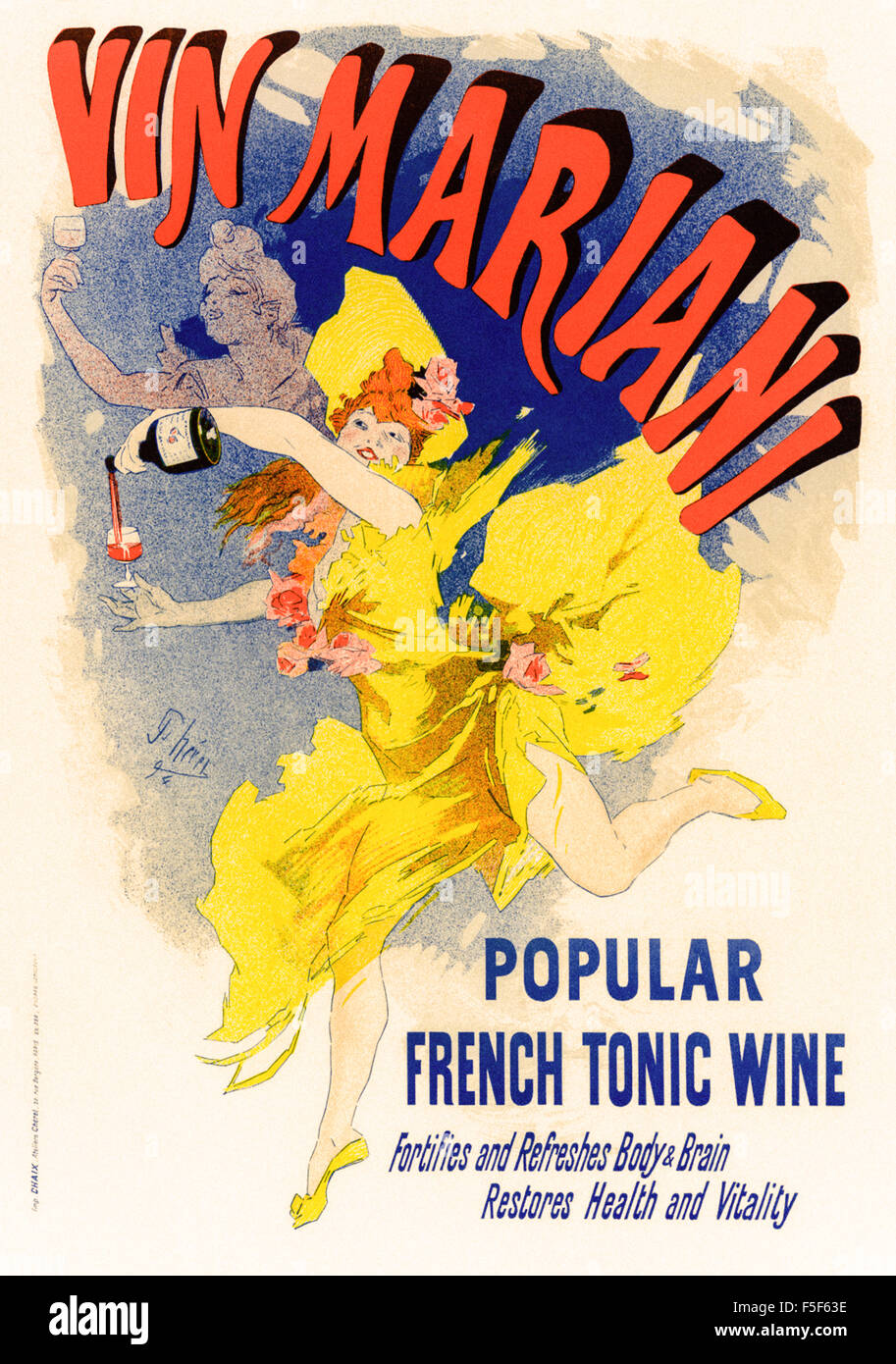 Plakat für "Vin Mariani" Französisch Tonic Wein, Illustration von Jules Chéret (1836-1932).   Bildnachweis: Private Sammlung/AF Fotografie Stockfoto