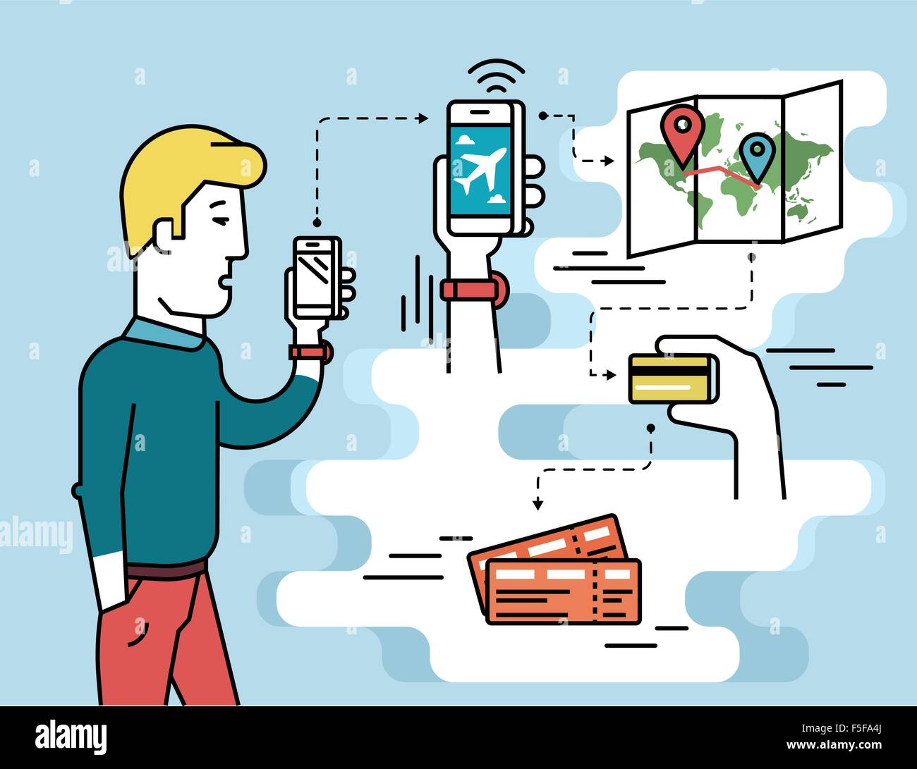 Mobile app für den Durchgang der Luft buchen Stock Vektor