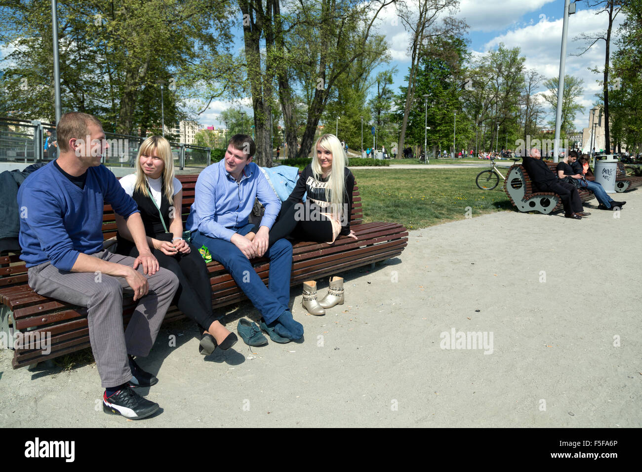 Wroclaw, Polen, junge Menschen auf die Insel Slodowa an der Oder Stockfoto