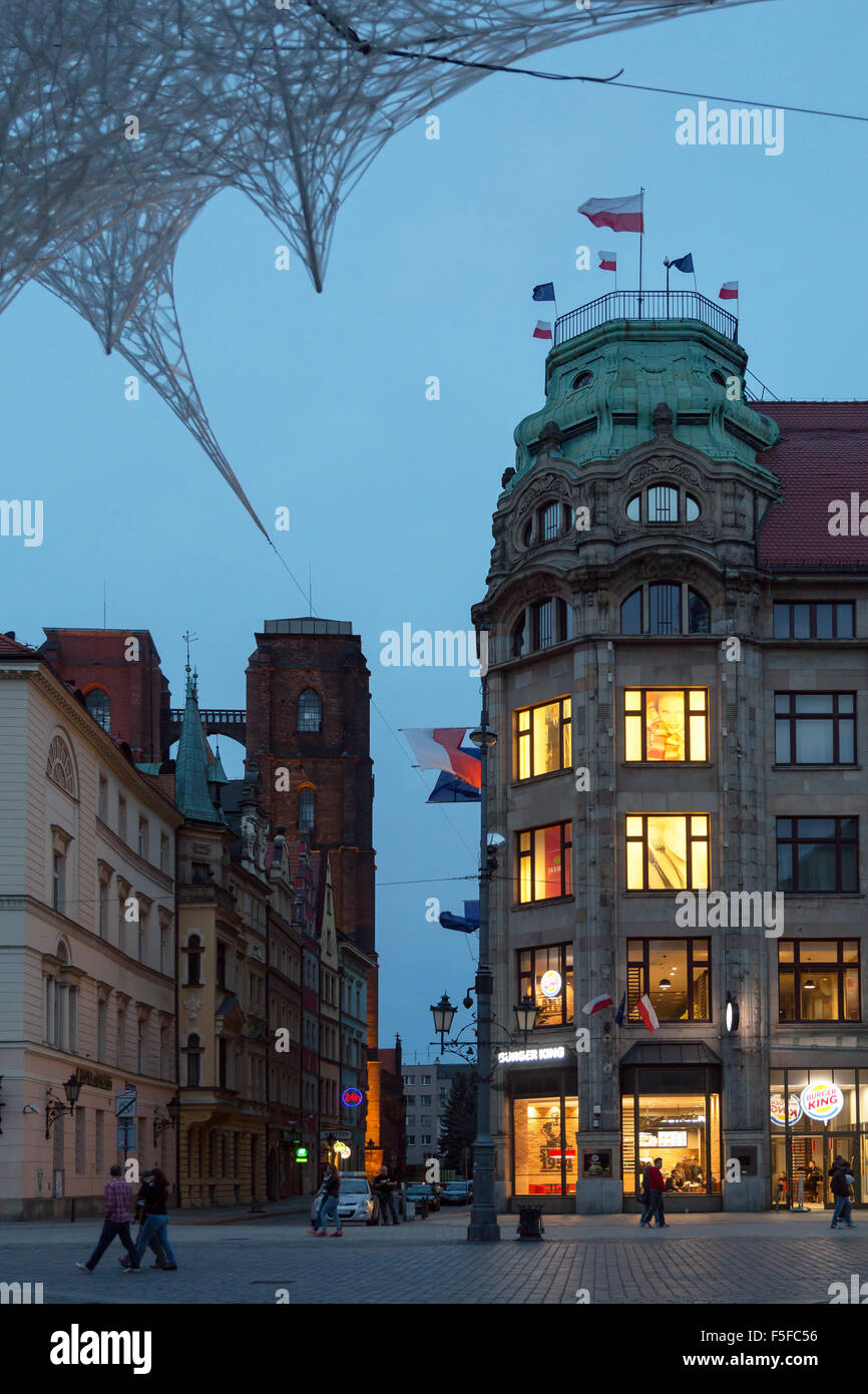 Wroclaw, Polen, Panoramablick über den Altstädter Markt Stockfoto