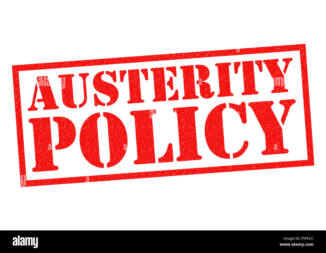 SPARPOLITIK roten Stempel auf einem weißen Hintergrund. Stockfoto