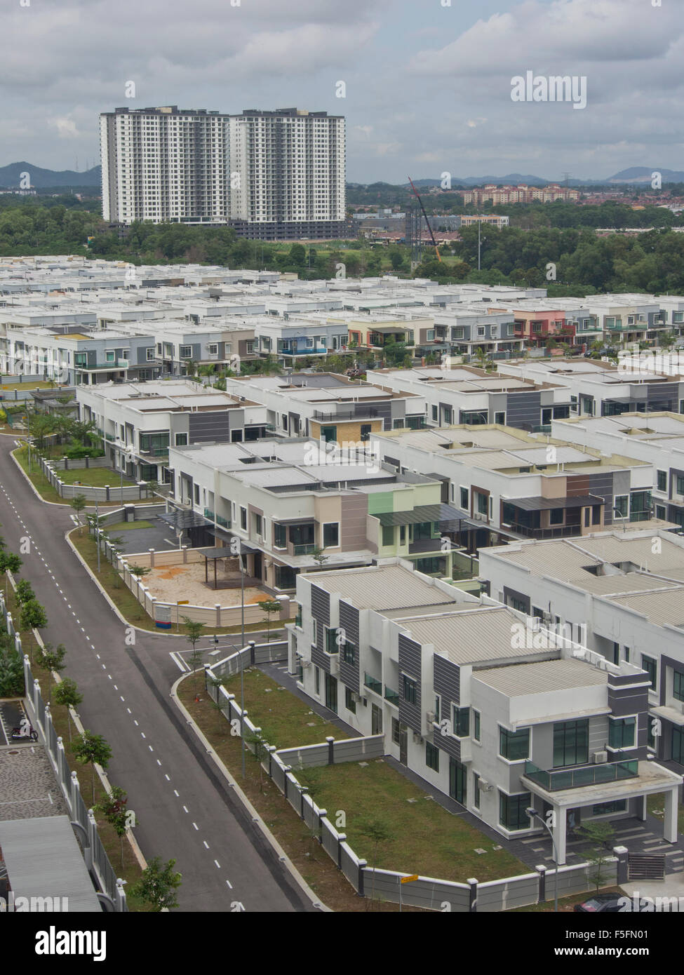 Neue Wohnanlage gated Wohnsiedlung am Stadtrand von Johor Bahru, Malaysia Stockfoto