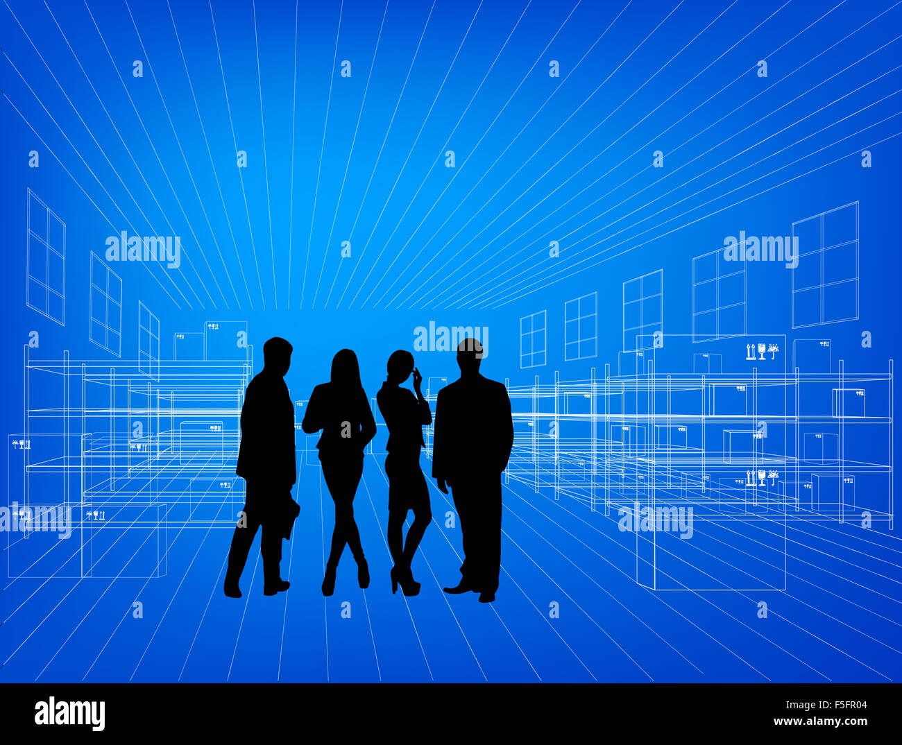 Silhouetten von Geschäftsleuten Stockfoto