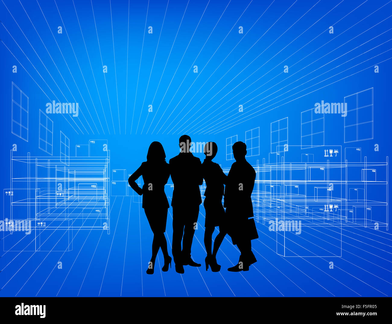 Silhouetten von Geschäftsleuten Stockfoto