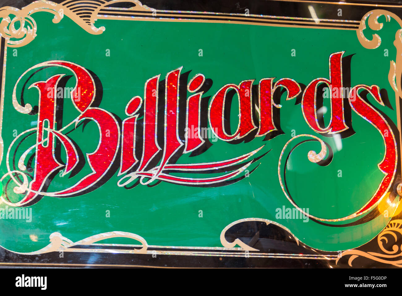 Metall-Pool und Billard Retro-Zeichen Stockfoto