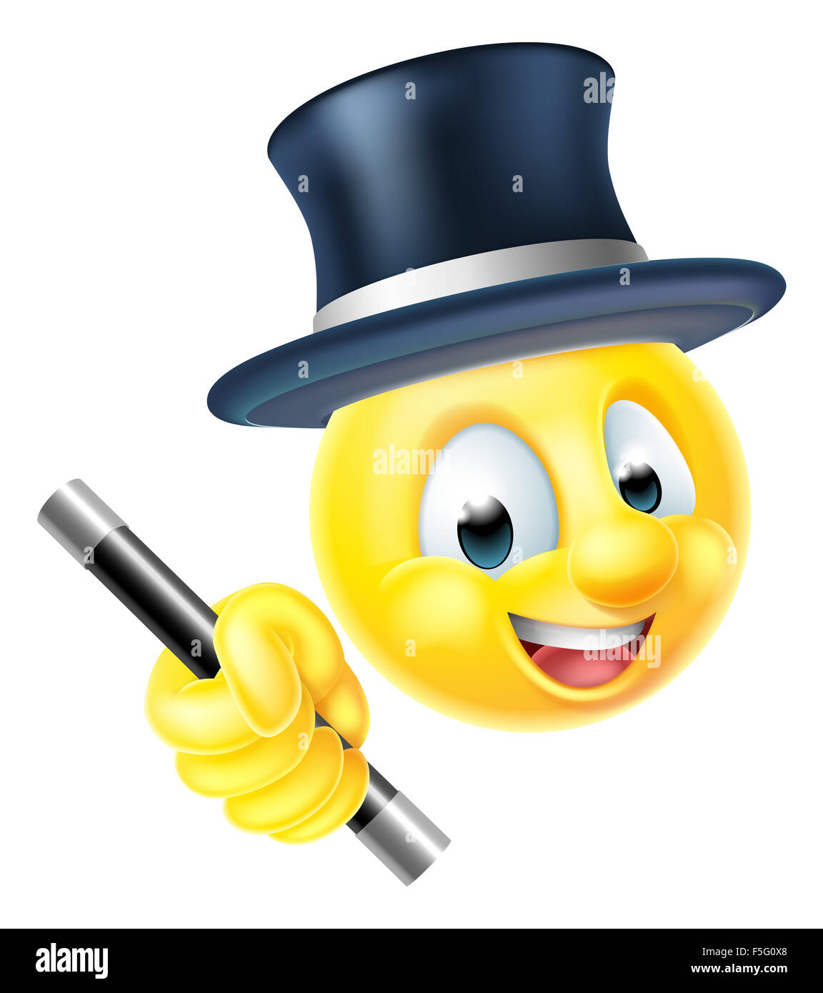 Ein Emoji Emoticon Smiley Gesicht Magier Charakter hält einen ...