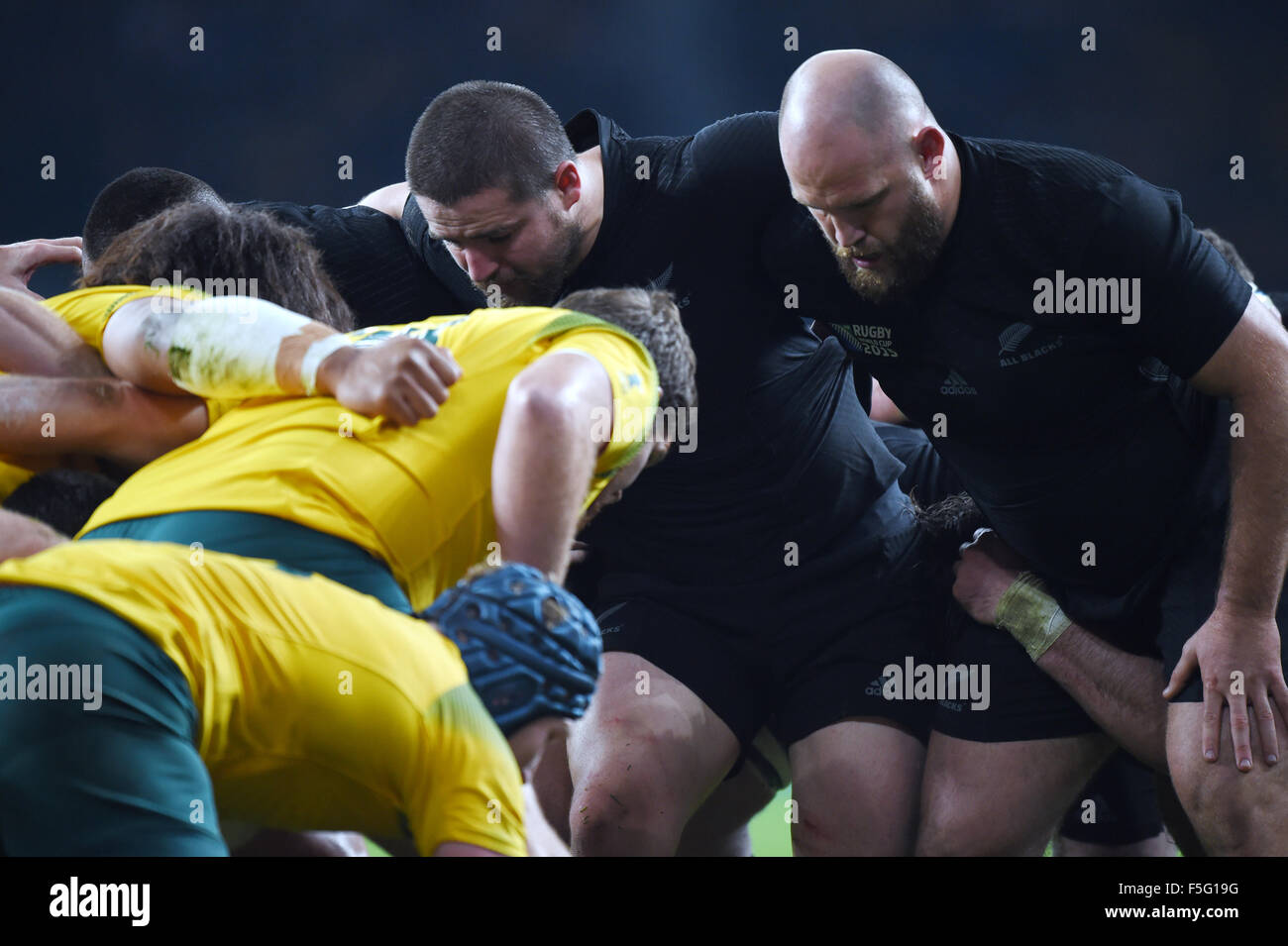 London, UK. 31. Oktober 2015. (R-L) Ben Franks, Dane Coles (NZL) Rugby: 2015 Rugby World Cup final match zwischen Neuseeland und Australien in Twickenham in London, England. © Fernen Osten Presse/AFLO/Alamy Live-Nachrichten Stockfoto