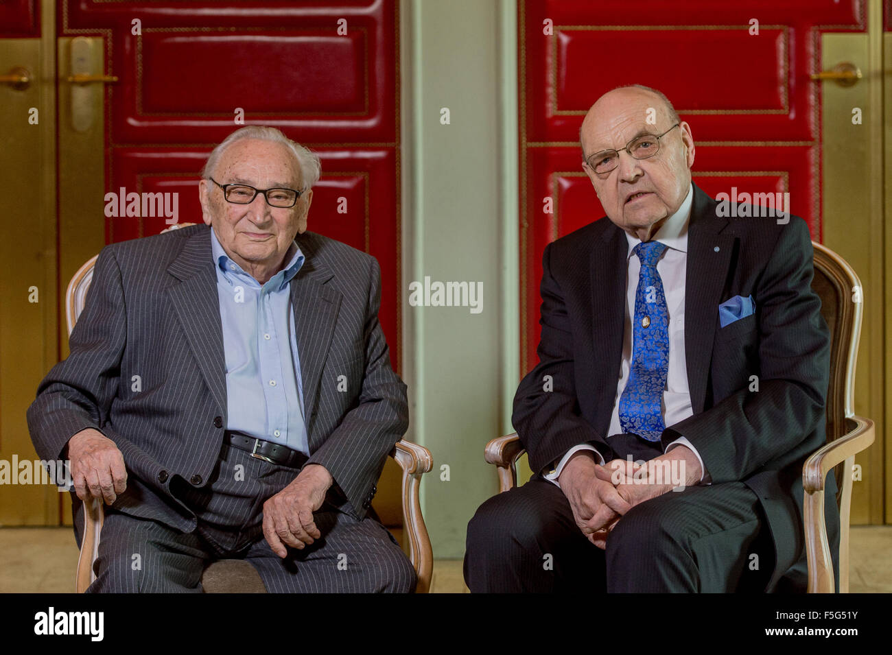 Berlin, Egon Bahr, SPD und Wilfried Scharnagl, CSU Stockfoto