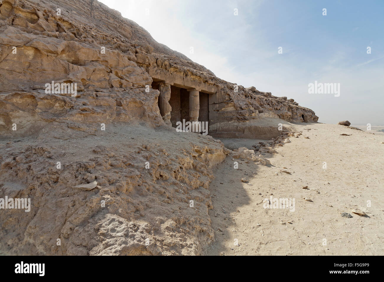 Die Felsengräber von Beni Hassan zwischen Minya und Mallawi, Mittelägypten Stockfoto