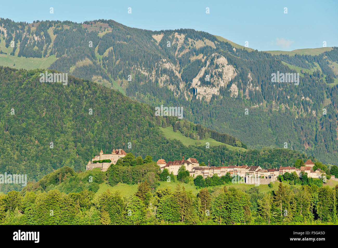 Schloss Gruyères. Gruyère, Schweiz. Stockfoto