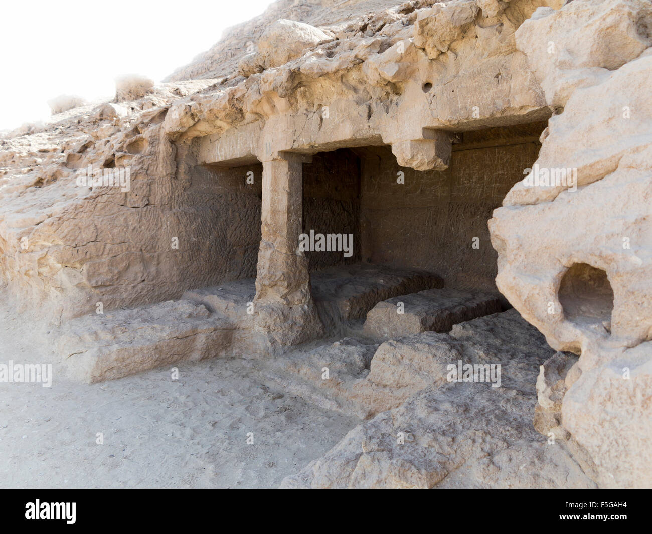 Die Felsengräber von Beni Hassan zwischen Minya und Mallawi, Mittelägypten Stockfoto