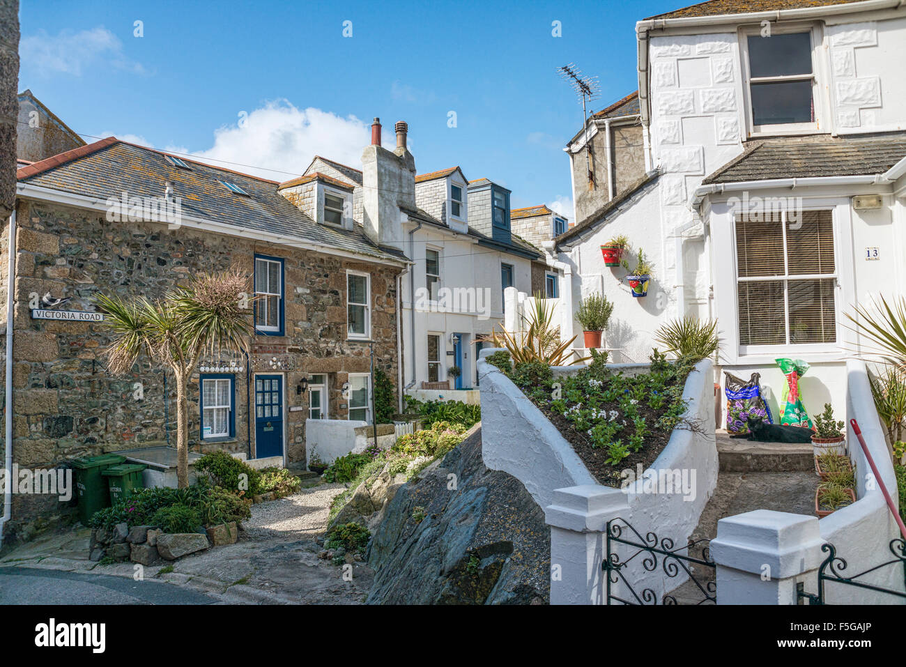 Traditionelle Ferienhäuser in der Altstadt von St.Ives, Cornwall, England, Großbritannien Stockfoto