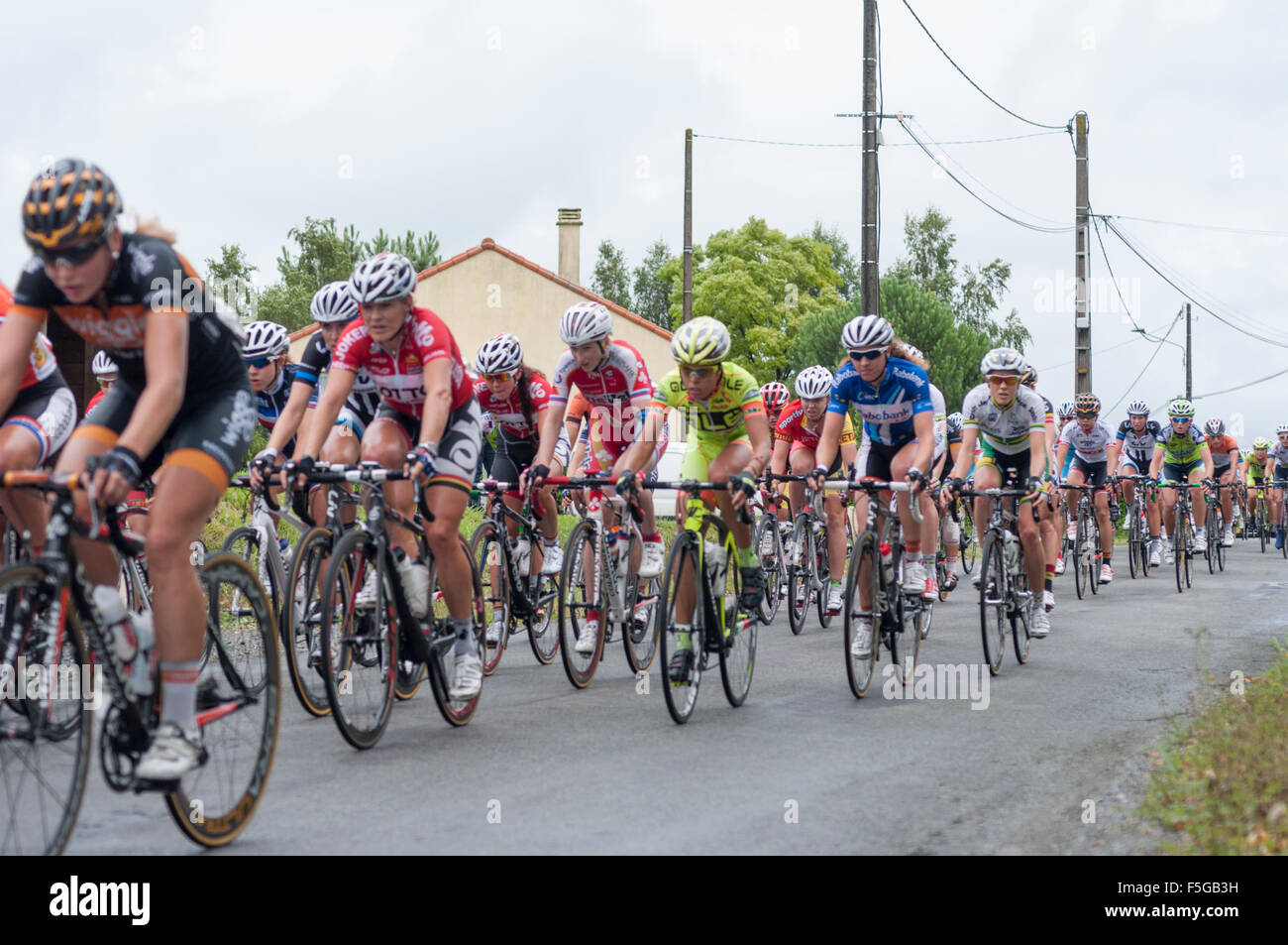 Route de France Feminin, Radrennen, Mouilleron-en-Pareds Stockfoto