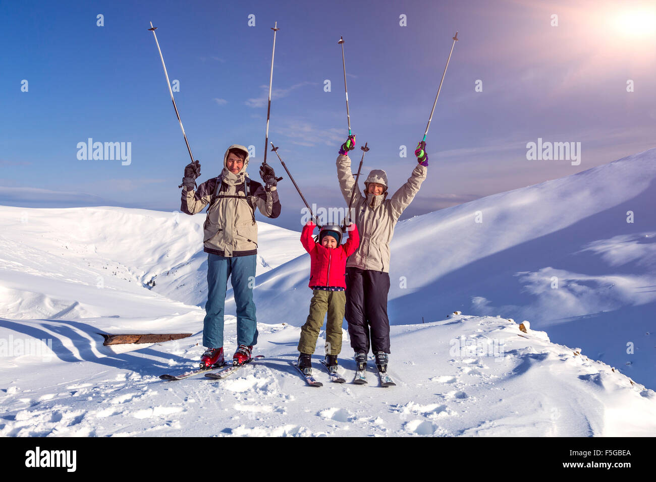 Winter-Sport-Familie Stockfoto