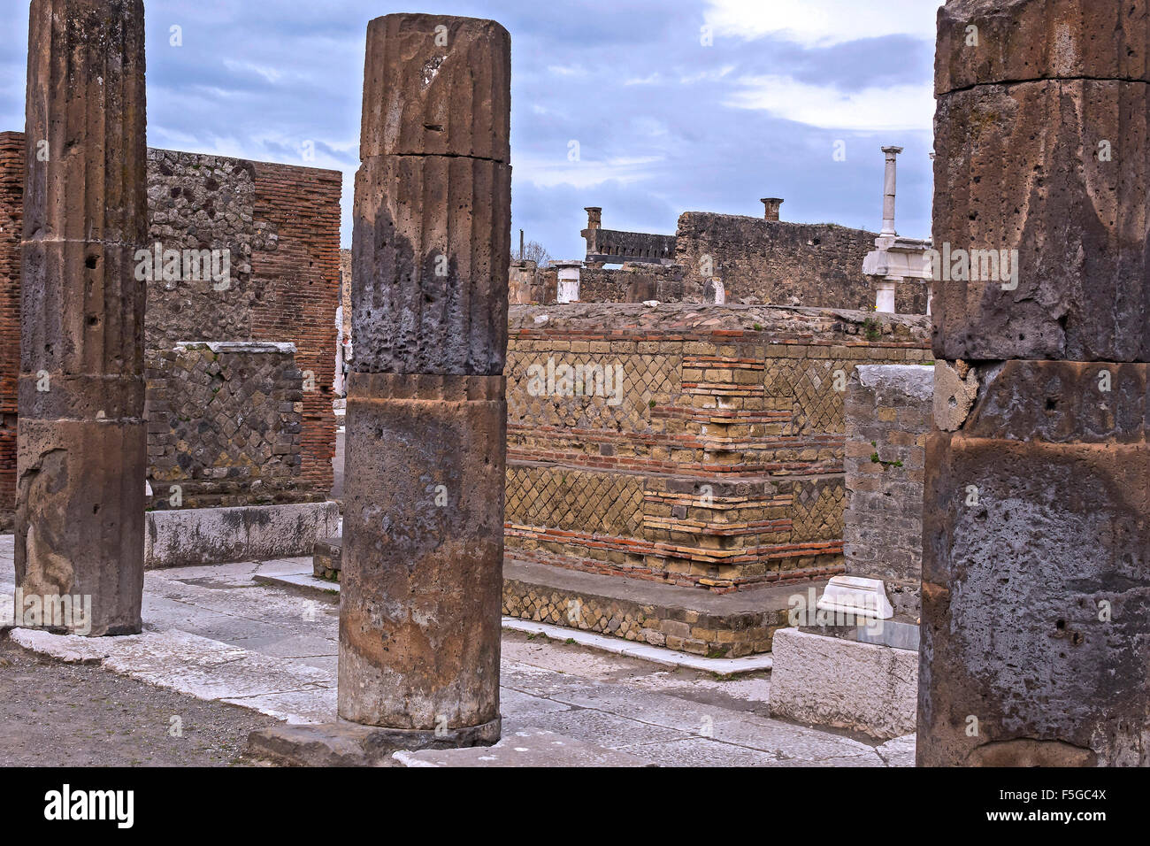 Das Forum In der zerstörten Stadt Pompeji Kampanien Italien Stockfoto