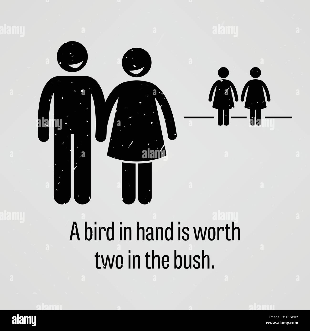 Ein Vogel in der Hand ist Wert zwei im Busch Stock Vektor