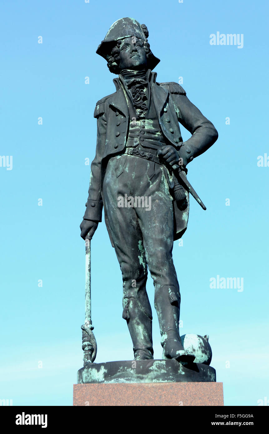 Statue des dänischen Meer Helden und der Marine-Offizier in die königliche dänische Marine, Peter Willemoes, 1783-1808, Assens, Dänemark Stockfoto