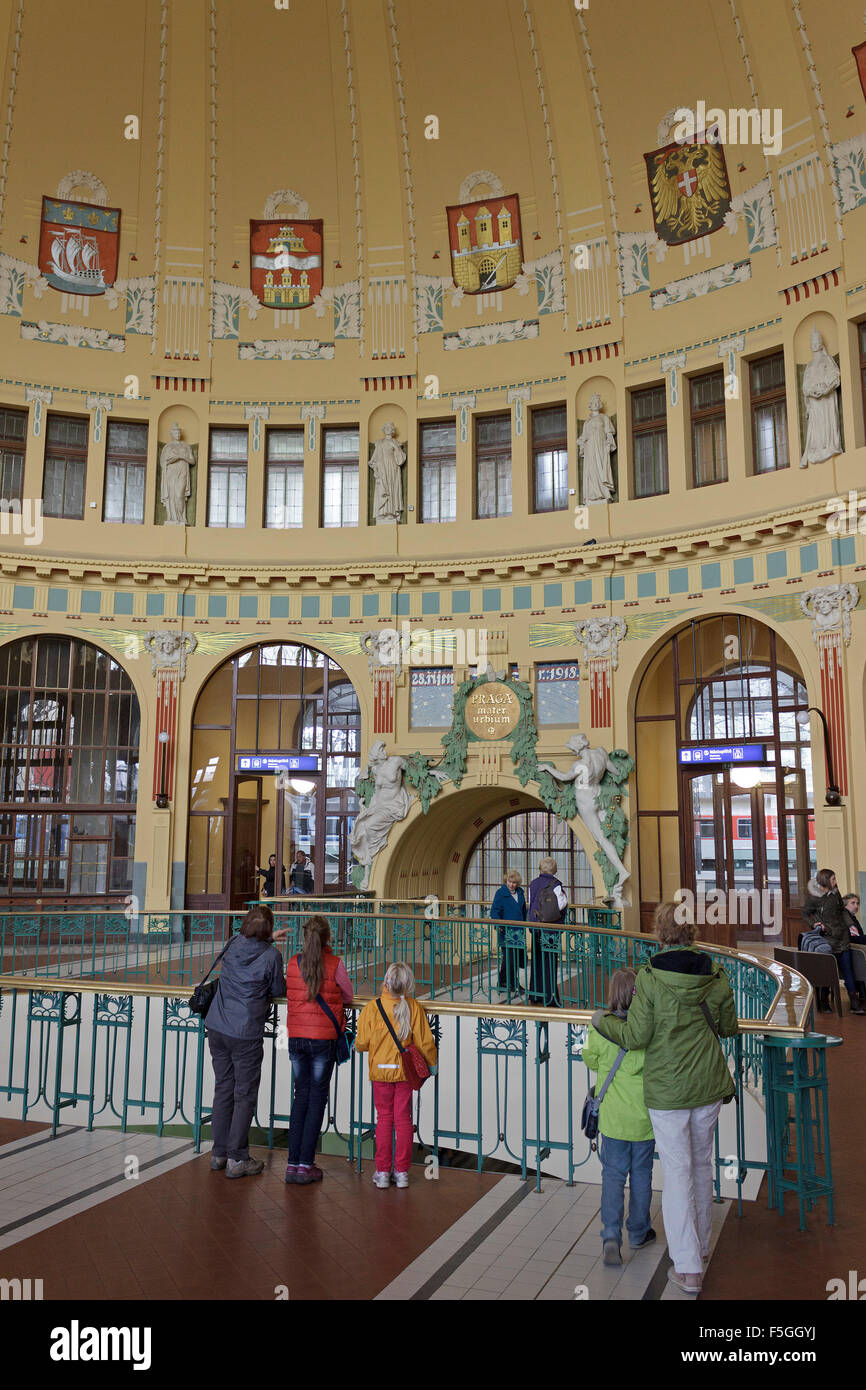 Jugendstil-Saal, Hauptbahnhof, Prag, Tschechische Republik Stockfoto