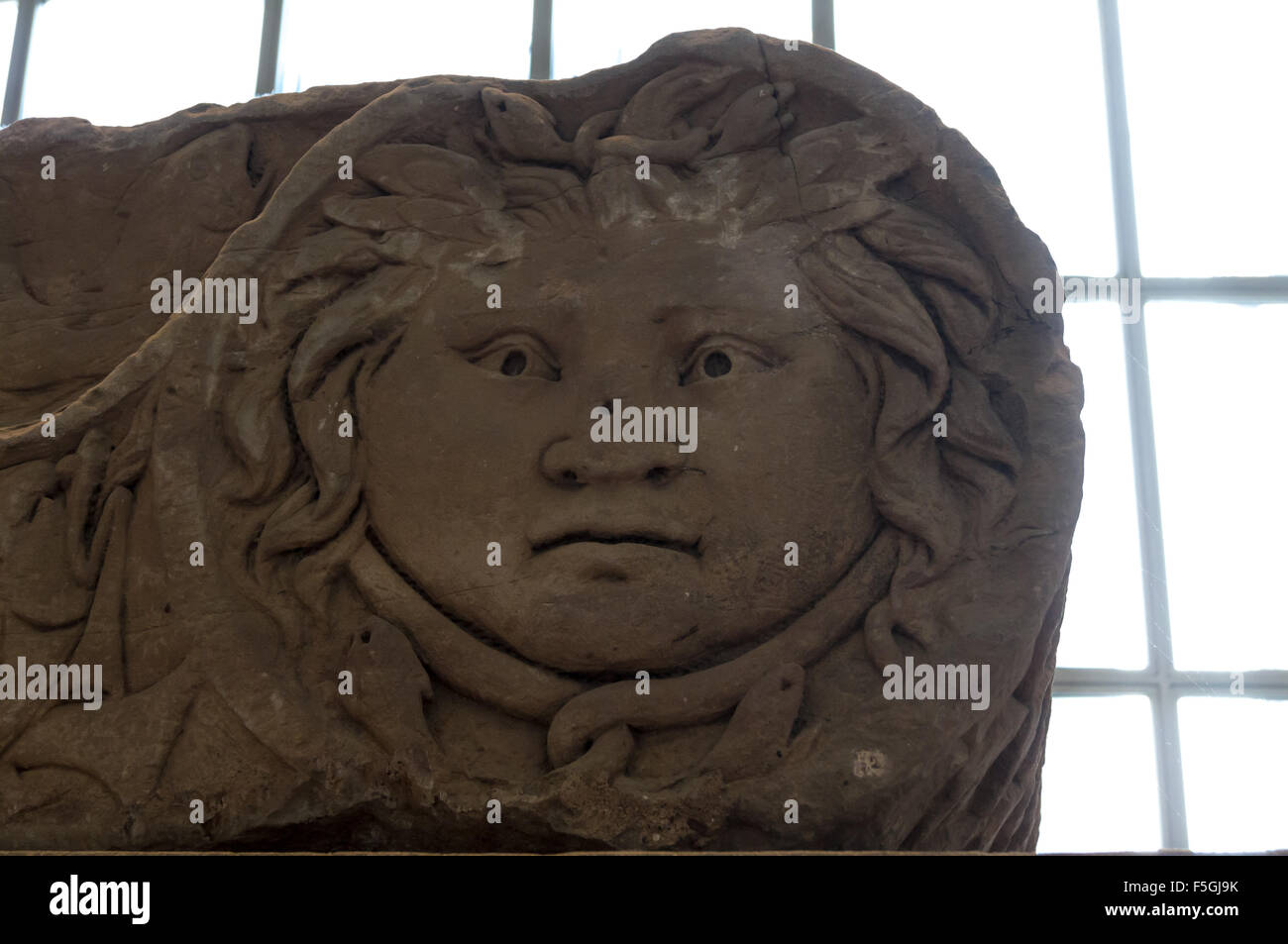 Detail von einem Grab Skulptur, Landesmuseum, Landesmuseum, Trier, Rheinland-Pfalz, Deutschland Stockfoto