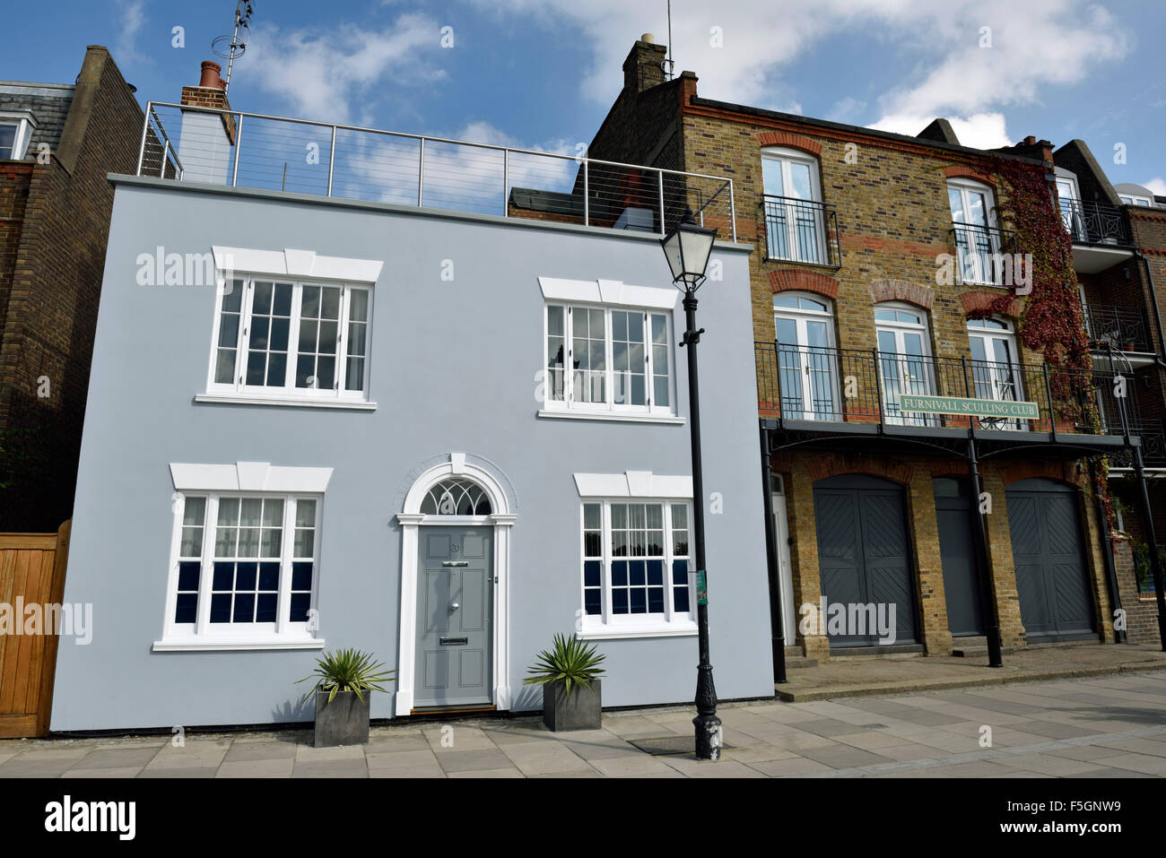 Alten Wharf House und Furnivall Wriggen Club, Lower Mall, London Borough of Hammersmith und Fulham, England Großbritannien UK Stockfoto