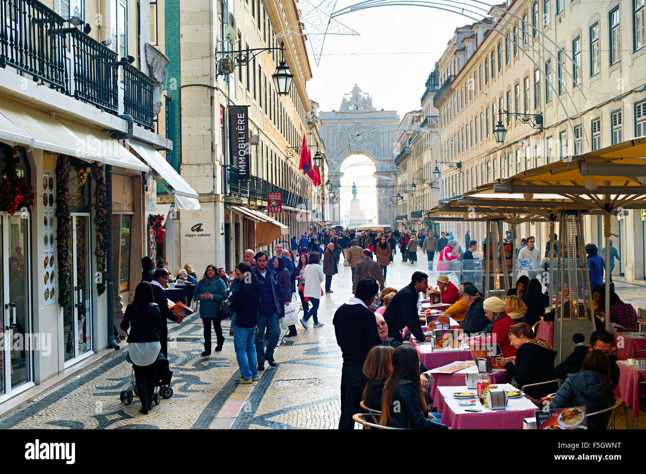 Personen im Augusta-Straße in den Tag.  Lissabon, Portugal Stockfoto