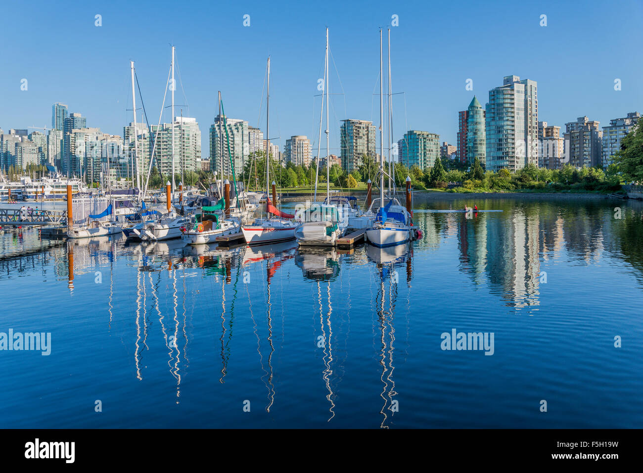 Hochhäuser der West End-Skyline vom Stanley Park, Vancouver, Britisch-Kolumbien, Kanada Stockfoto