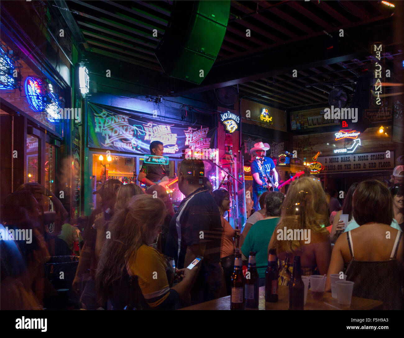 Honky Tonk Zeile in Nashville Tennessee TN Stockfoto